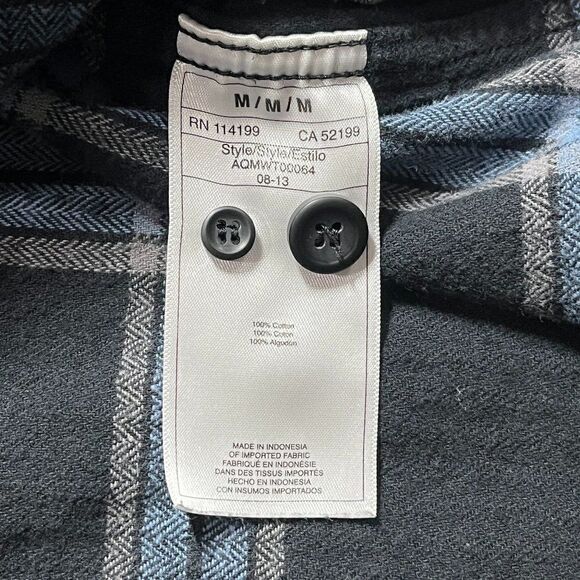 Quiksilver Men's Plaid Button Down Flannel Shirt Size Medium Blue - Picture 9 of 13